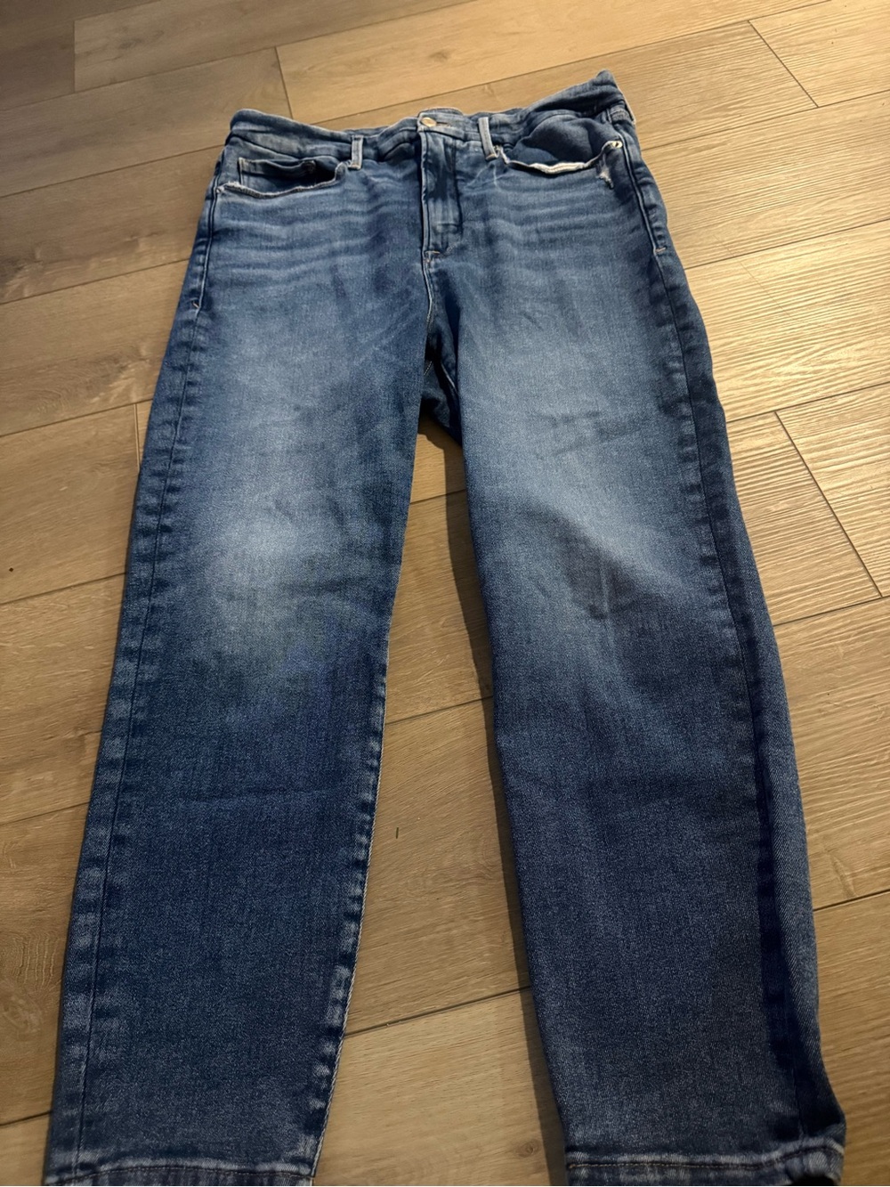 Good American Good Waist Classic Blue Straight-Leg Jeans